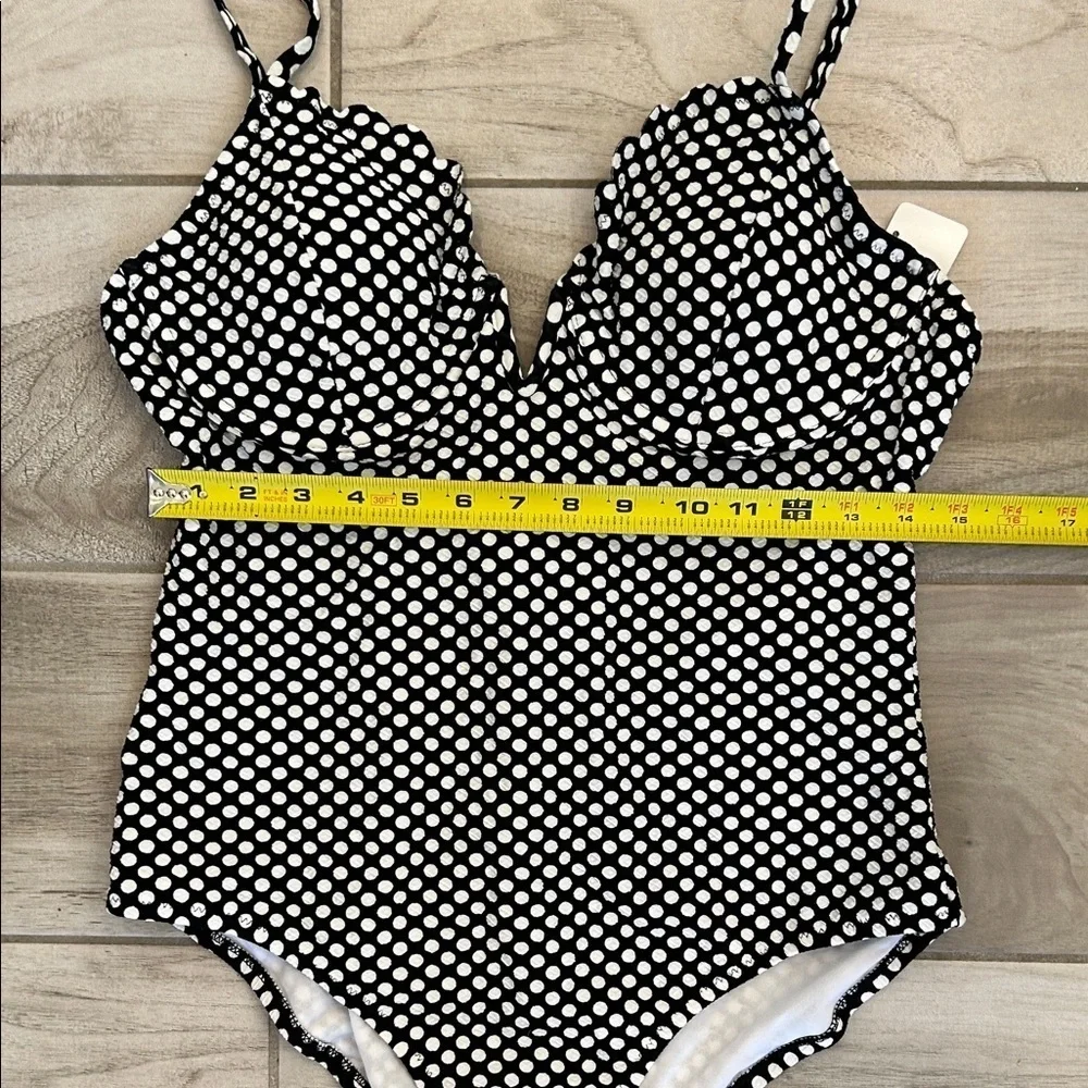 Jessica Simpson Black and White Polka Dot One-Piece Swimsuit